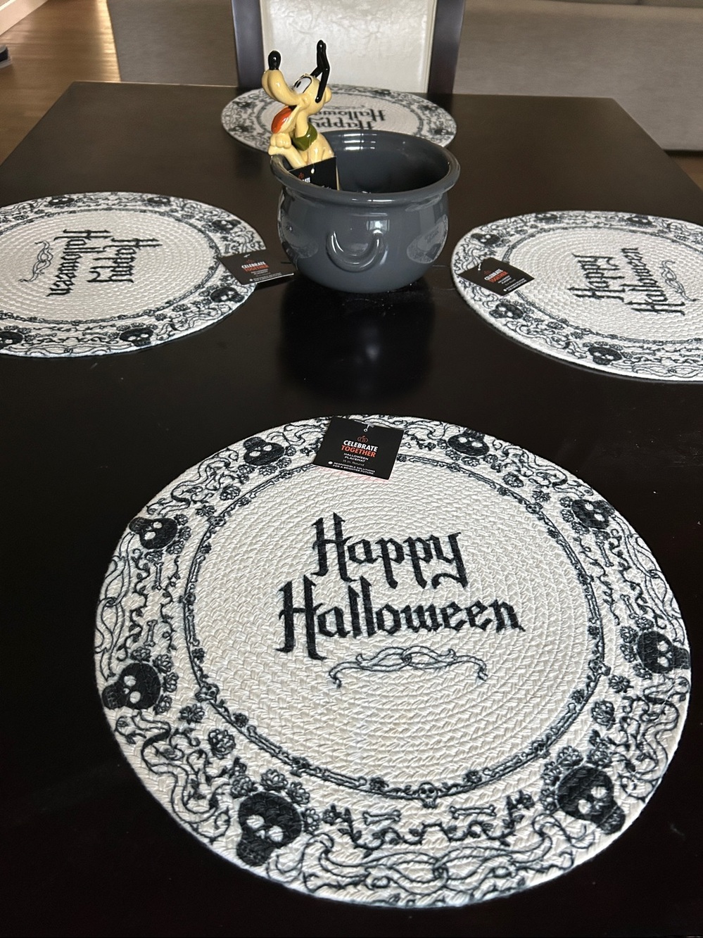 NWT Celebrate Together™ Halloween "Happy Halloween" Braided Round Placemats (4)